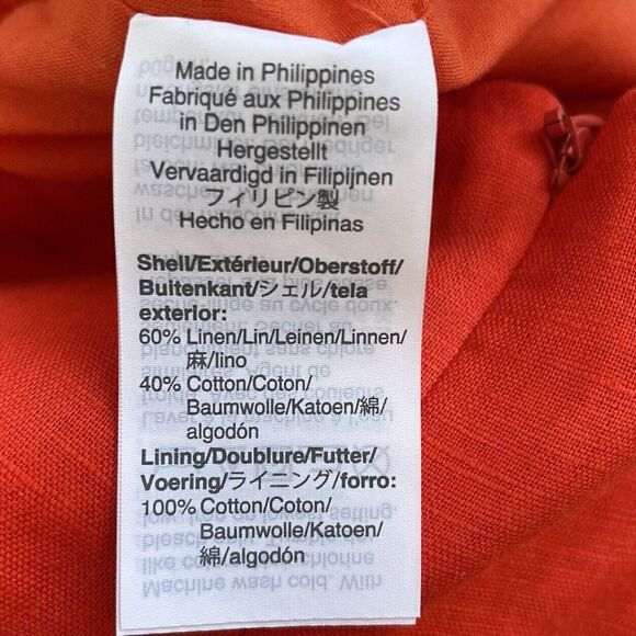 J Crew Orange Linen-Cotton Wide-Leg Jumpsuit NEW Crop Sleeveless Bow Womens 0 - Picture 10 of 12